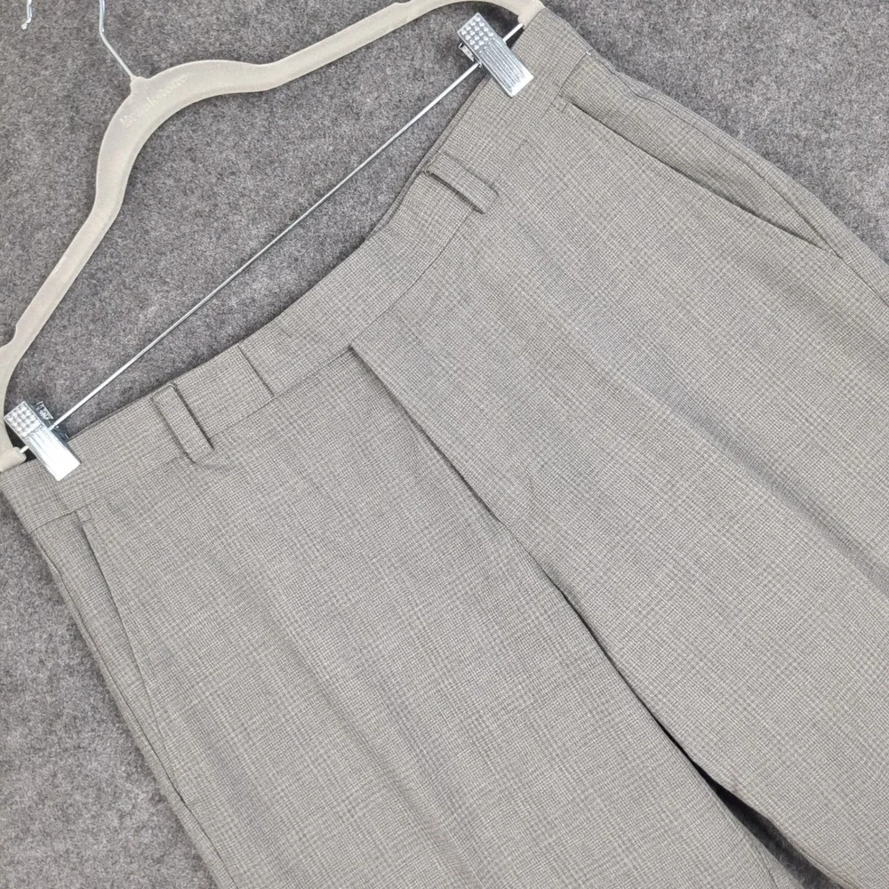 Kenneth Cole Reaction Mens Gray Plaid Dress Pants 34x29 Business Casual Trousers
